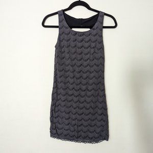 Free People Gray Scalloped Lace Stretch Bodycon Dress - size X-Small